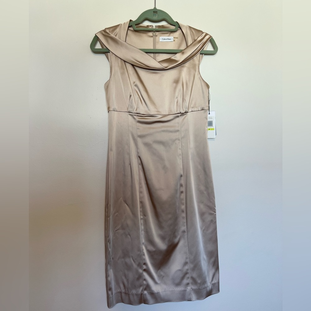 NWT Calvin Klein, size 4, sleeveless cocktail dress, champagne color